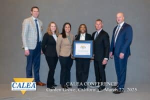 The Lafayette Parish Sheriff’s Office receiving their reaccreditation award at the CALEA Conference in Garden Grove, CA on March 22, 2025.
